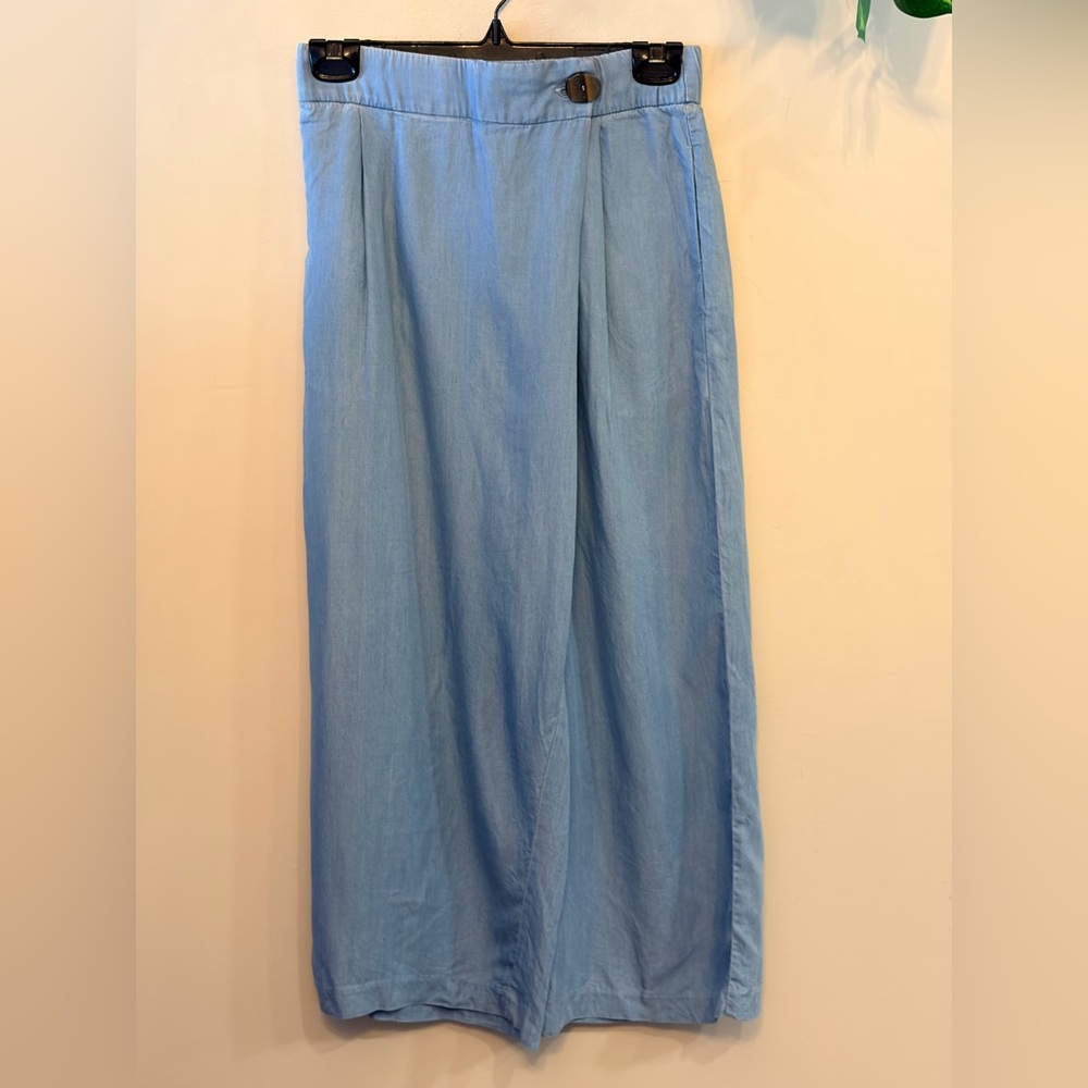 ZARA Lyocell Wide Leg Wrap Like Pull On Pants